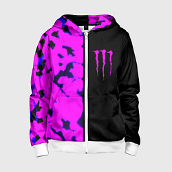 Толстовка на молнии детская Monster energy neon camo, цвет: 3D-белый