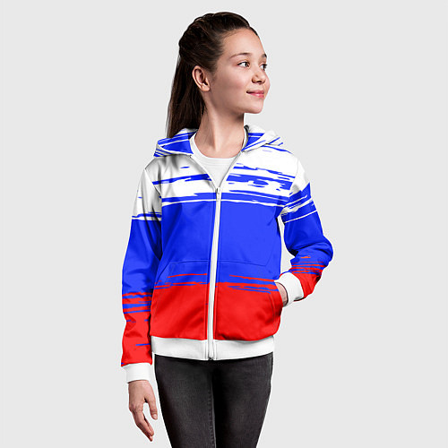 Детская толстовка на молнии Патриот - флаг / 3D-Белый – фото 4