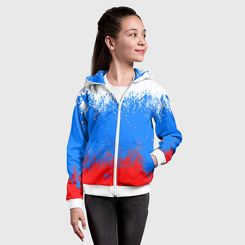 Детская толстовка на молнии Патриот - флаг / 3D-Белый – фото 4