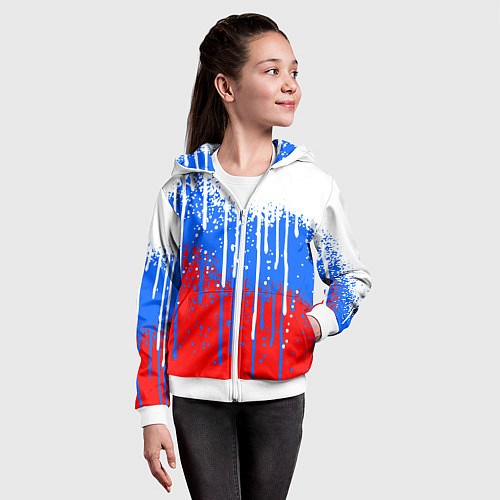 Детская толстовка на молнии Патриот - флаг / 3D-Белый – фото 4