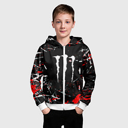 Толстовка на молнии детская Monster energy штрихи, цвет: 3D-белый — фото 2