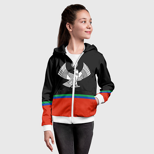 Детская толстовка на молнии Дагестан цвета / 3D-Белый – фото 4