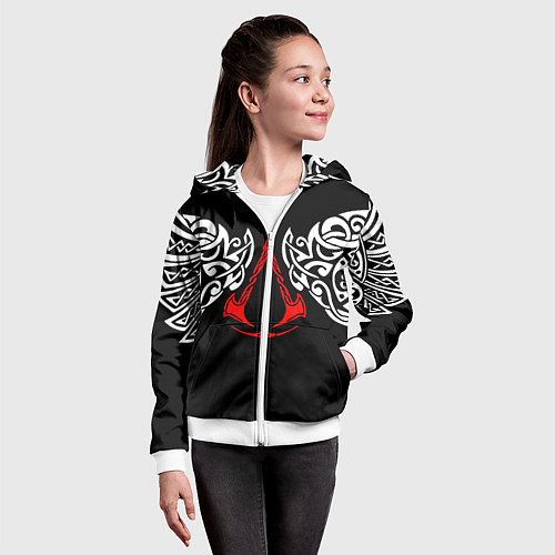 Детская толстовка на молнии Силуэт ворона - Aссасинс Крид / 3D-Белый – фото 4