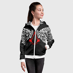 Толстовка на молнии детская Силуэт ворона - Aссасинс Крид, цвет: 3D-белый — фото 2