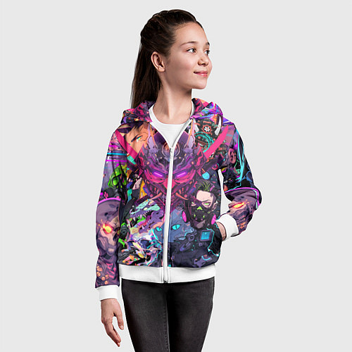 Детская толстовка на молнии Стиль Cyberpunk / 3D-Белый – фото 4