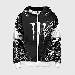 Детская толстовка на молнии Monster energy white splash