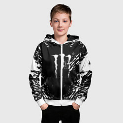 Толстовка на молнии детская Monster energy white splash, цвет: 3D-белый — фото 2