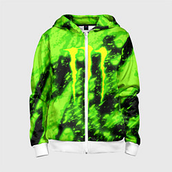 Толстовка на молнии детская Monster energy кислотное лого, цвет: 3D-белый