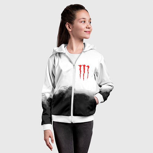 Детская толстовка на молнии Monster energy splash smoke / 3D-Белый – фото 4