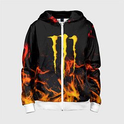 Детская толстовка на молнии Monster energy orange fire