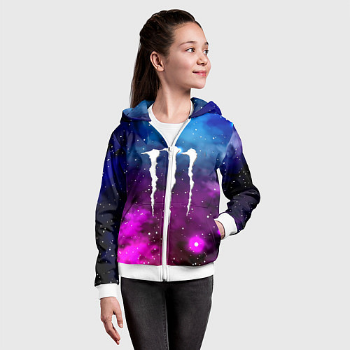 Детская толстовка на молнии Monster energy neon space / 3D-Белый – фото 4