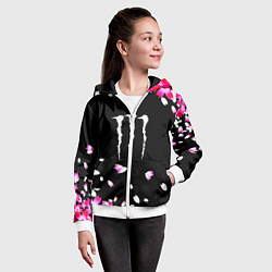 Толстовка на молнии детская Monster energy sakura, цвет: 3D-белый — фото 2