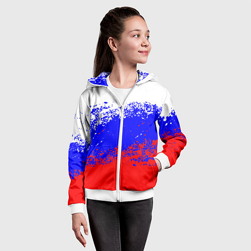 Детская толстовка на молнии Патриот - флаг / 3D-Белый – фото 4