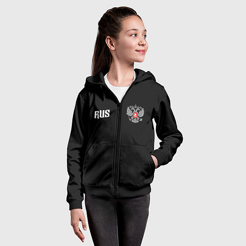 Детская толстовка на молнии Россия три полоски / 3D-Черный – фото 4