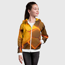 Толстовка на молнии детская Желтые неоновые соты - текстура, цвет: 3D-белый — фото 2