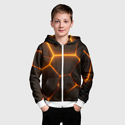 Толстовка на молнии детская Оранжевое свечение текстура, цвет: 3D-белый — фото 2