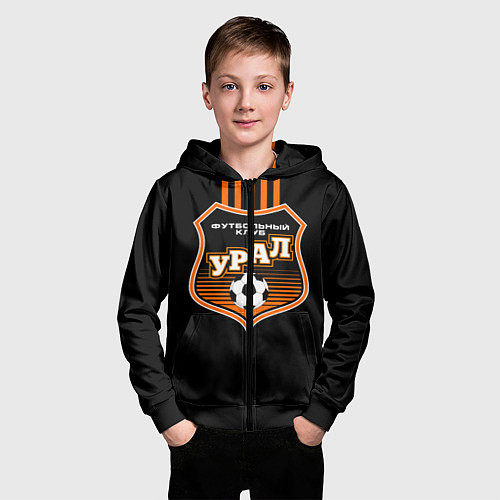Детская толстовка на молнии ФК Урал - полоски / 3D-Черный – фото 3