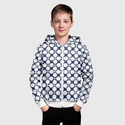 Толстовка на молнии детская Серо-белый узор в клетку и горох ретро, цвет: 3D-белый — фото 2