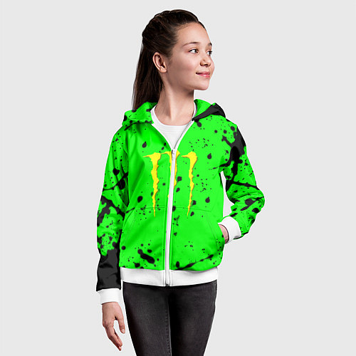 Детская толстовка на молнии Monster energy кислотные брызги / 3D-Белый – фото 4