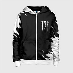 Толстовка на молнии детская Monster energy fire white, цвет: 3D-белый
