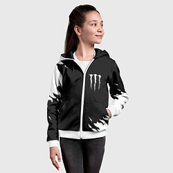 Толстовка на молнии детская Monster energy fire white, цвет: 3D-белый — фото 2