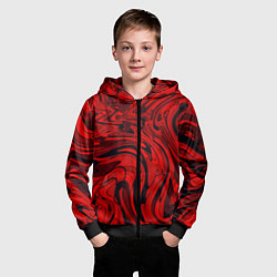 Толстовка на молнии детская Красный смешение пластика, цвет: 3D-черный — фото 2