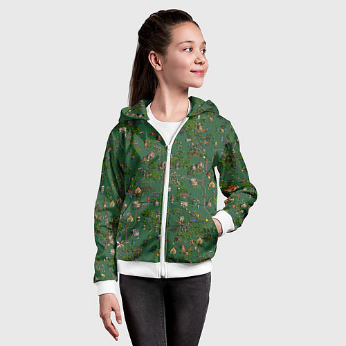 Детская толстовка на молнии Земли Крепости - Герои 3 / 3D-Белый – фото 4