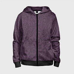 Толстовка на молнии детская Фиолетовый цветочный однотонный, цвет: 3D-черный