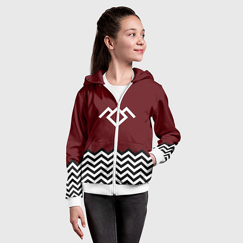 Детская толстовка на молнии Твин Пикс - лого / 3D-Белый – фото 4