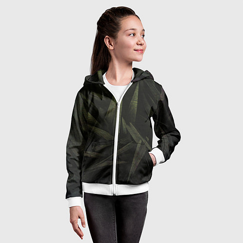 Детская толстовка на молнии Абстракция - green triangles / 3D-Белый – фото 4