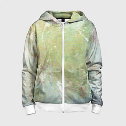 Толстовка на молнии детская Абстракция - white waves on green background, цвет: 3D-белый