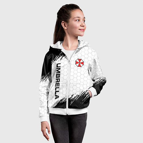 Детская толстовка на молнии Амбрелла - белые соты / 3D-Белый – фото 4