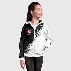 Толстовка на молнии детская Umbrella Corp - black and white, цвет: 3D-белый — фото 2