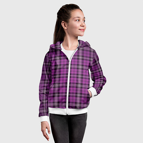 Детская толстовка на молнии Color pink checkerboard / 3D-Белый – фото 4