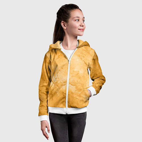 Детская толстовка на молнии Абстракция - bright yellow / 3D-Белый – фото 4
