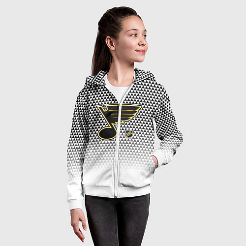 Детская толстовка на молнии Сент Луис Блюз - белый градиент / 3D-Белый – фото 4