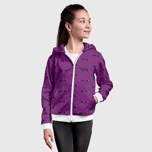 Детская толстовка на молнии Вот Это Да Фиолетовый паттерн очки / 3D-Белый – фото 4