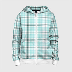 Толстовка на молнии детская Checkered light blue, цвет: 3D-белый