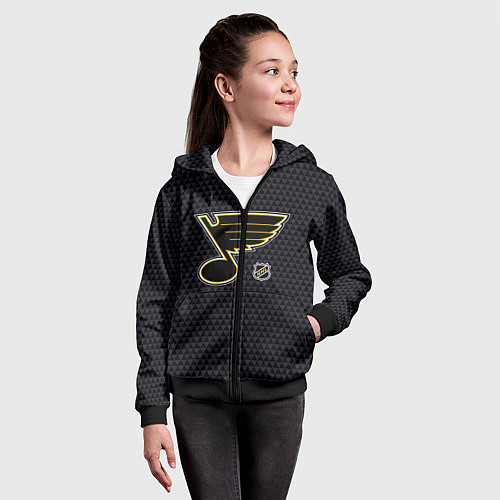 Детская толстовка на молнии Сент Луис Блюз - черные треугольники / 3D-Черный – фото 4