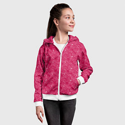 Толстовка на молнии детская Цветочный рисунок пером на красном фоне, цвет: 3D-белый — фото 2
