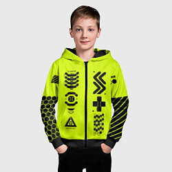 Толстовка на молнии детская Кибер текстура - ядовитая, цвет: 3D-черный — фото 2