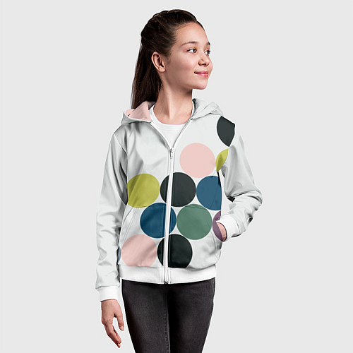 Детская толстовка на молнии Кластер чил - абстракция / 3D-Белый – фото 4