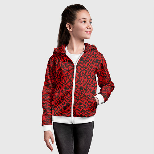 Детская толстовка на молнии Традиционный орнамент славян / 3D-Белый – фото 4