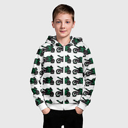 Толстовка на молнии детская Motorbike dark green, цвет: 3D-белый — фото 2