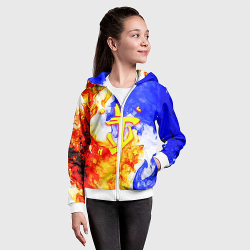 Детская толстовка на молнии Doom битва огня / 3D-Белый – фото 4