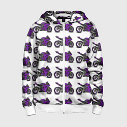 Детская толстовка на молнии Motorcycle purple