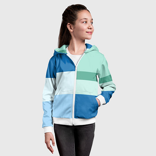 Детская толстовка на молнии Мятное небо колор-блок / 3D-Белый – фото 4