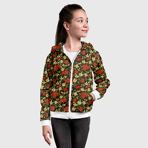 Детская толстовка на молнии Традиционный русский узор / 3D-Белый – фото 4