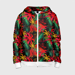 Толстовка на молнии детская Palm yellow red, цвет: 3D-белый