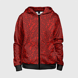 Толстовка на молнии детская Красный текстурный хлопьями, цвет: 3D-черный